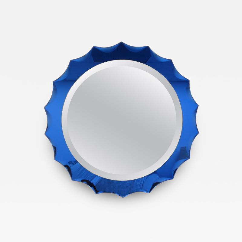  Fontana Arte FontanaArte Italian Modern Fontana Arte Inspired Blue Beveled Mirror