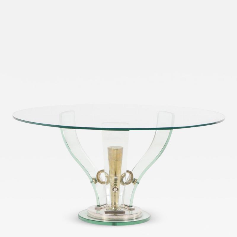  Fontana Arte FontanaArte Italian nickeled metal and glass coffee table attributed to Fontana Arte ci 1945