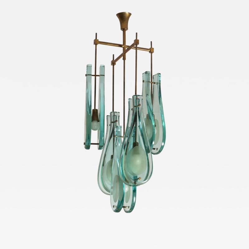  Fontana Arte FontanaArte Max Ingrand model 2338 glass and brass chandelier by Fontana Arte Italy 1960s