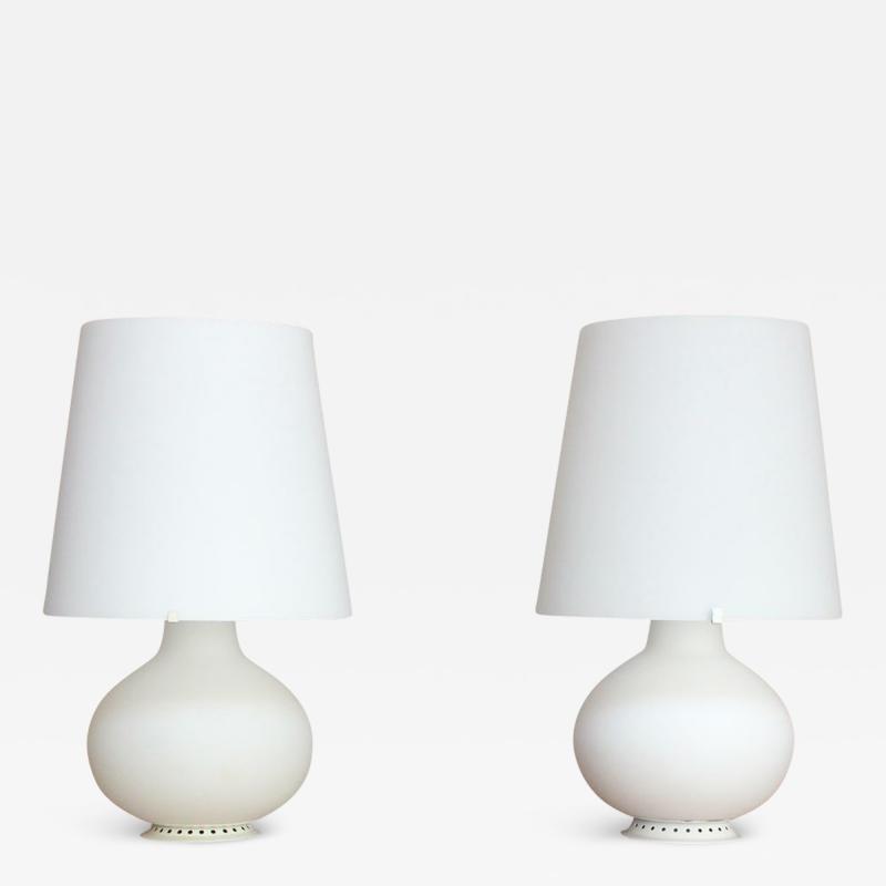  Fontana Arte FontanaArte Pair of Vintage Italian Glass Table Lamps by Max Ingrand for Fontana Arte