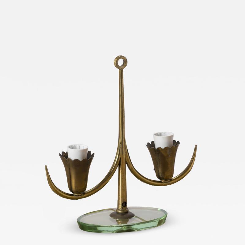  Fontana Arte FontanaArte Petite Glass and Brass Table Lamp att Fontana Arte Italy 1950s