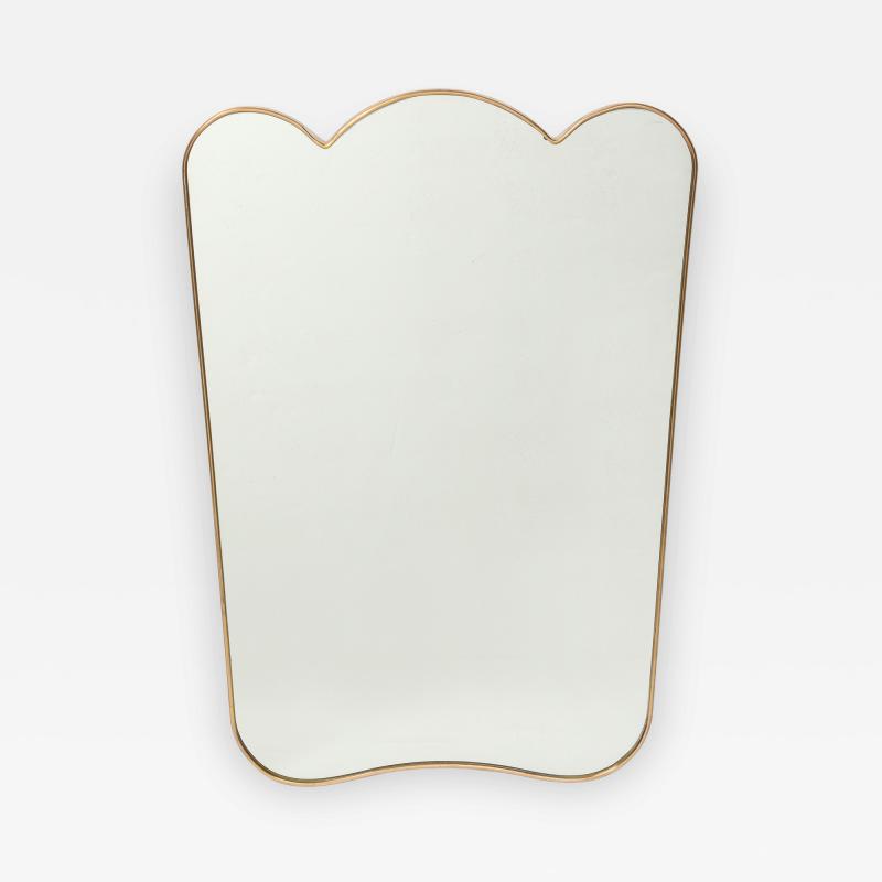  Fontana Arte FontanaArte Rare Large Stamped Shaped Brass Wall Mirror by Fontana Arte