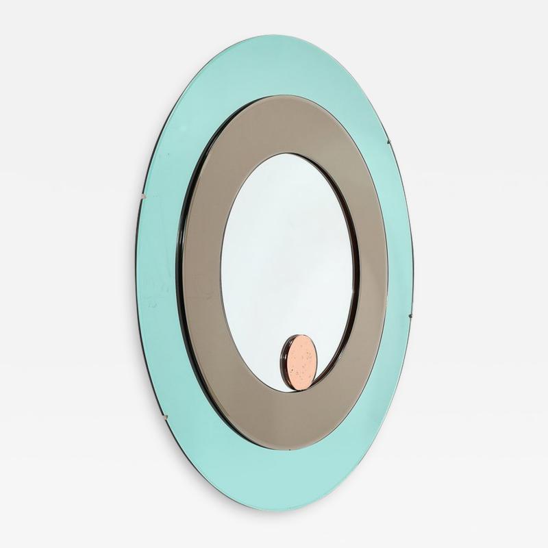  Fontana Arte Mid Century Modernist Round Tiered Mirror by Fontana Arte