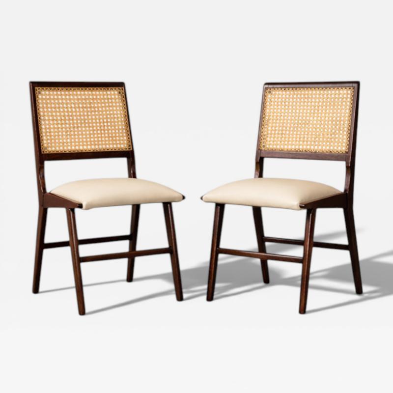  Forma Brazil Set of 2 Chairs in Caviuna wood Leather Forma 1950s