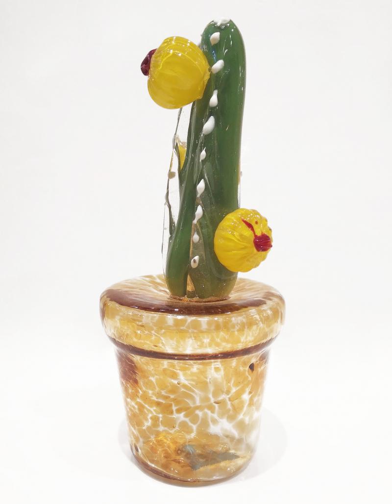 Fornace Mian - 2000s Italian Green Murano Glass Cactus Plant with ...