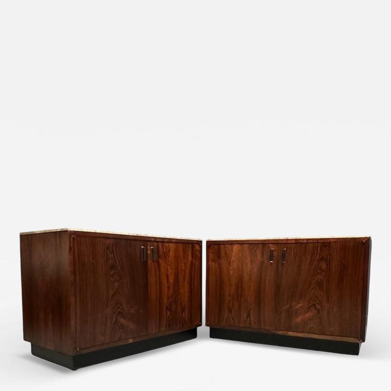  Founders Furniture Company Pair of Mid Century David Parmelee Rosewood Chests for Founders with Marble Tops