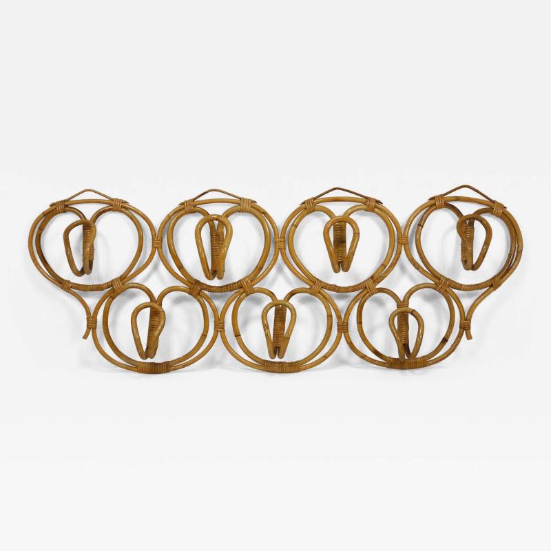  Franco Albini Franca Helg Franca Helg Franco Albini Large Rattan Wall Coat Rack Bonacina Italy 1960s