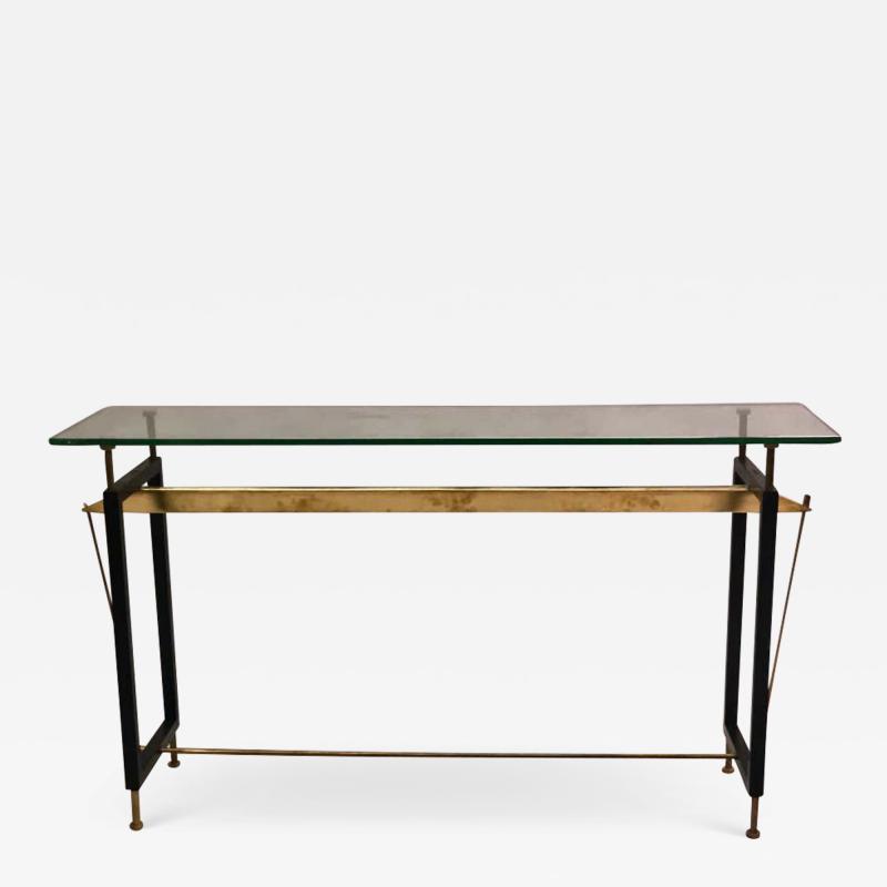  Franco Albini Franca Helg Italian Midcentury Steel Brass and Glass Cantilevered Console Franco Albini