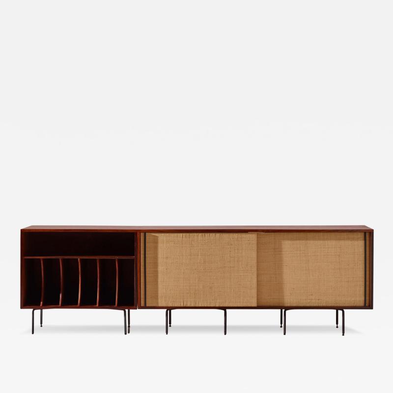  Franco Campo Carlo Graffi Campo Graffi sideboard in teak and bamboo reed weaving by Home Italy 1950s