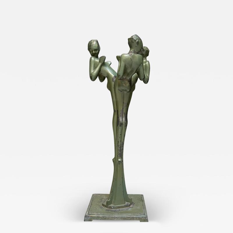  Frankart Inc ART DECO GREEN STYLIZED THREE NUDE ASHTRAY HOLDER BY FRANKART