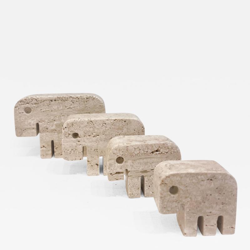  Fratelli Mannelli Set of 4 Travertine Elephant Sculptures by Fratelli Mannelli