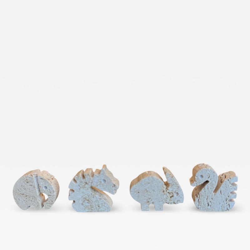  Fratelli Mannelli Set of Four Travertine Animal Sculptures by Fratelli Mannelli Italy 1970s