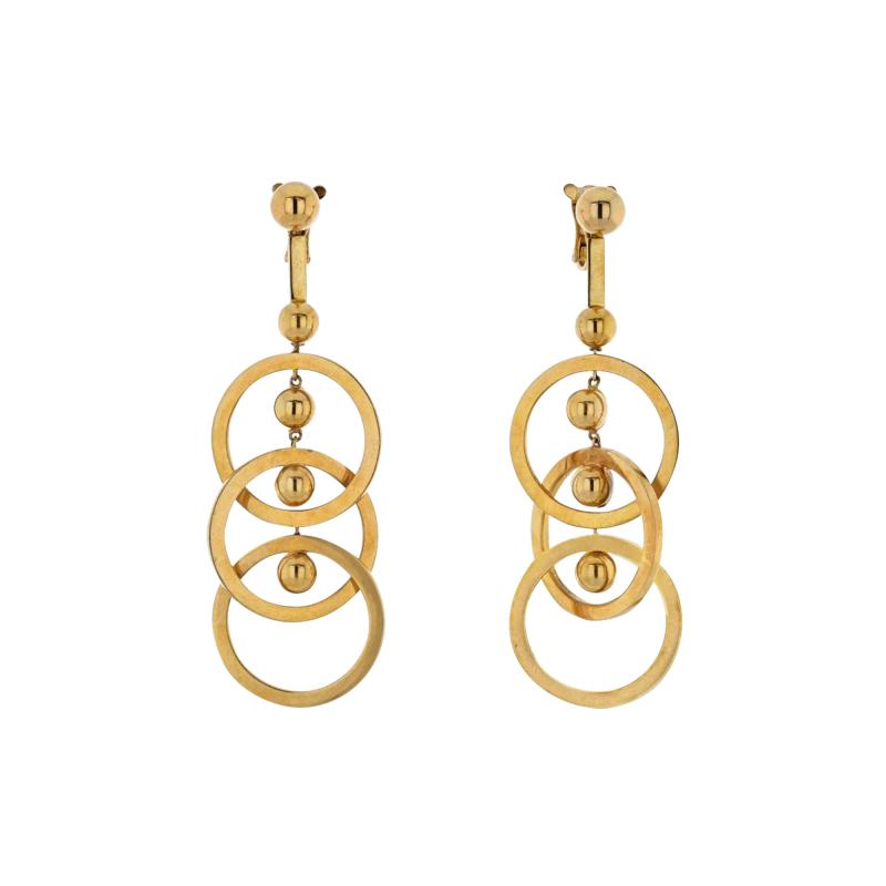  Fred of Paris FRED OF PARIS 18K YELLOW GOLD TRIPLE CIRCLE DROP DANGLING EARRINGS