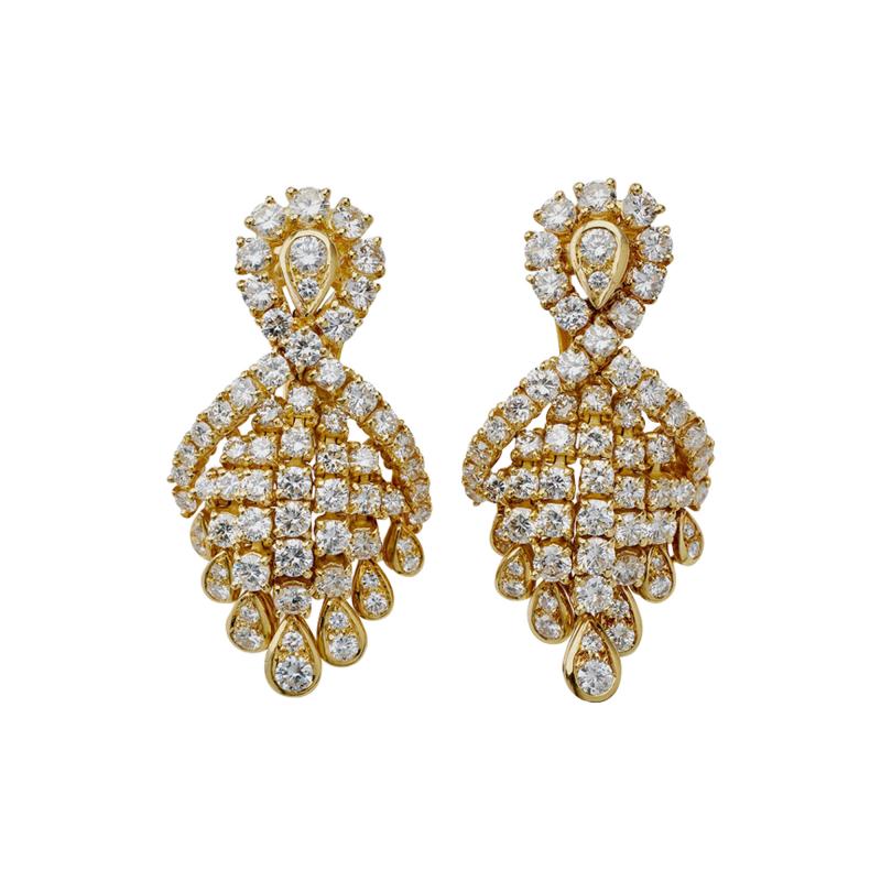  Fred of Paris Fred Paris 18K Gold and Diamond Pendant Earrings