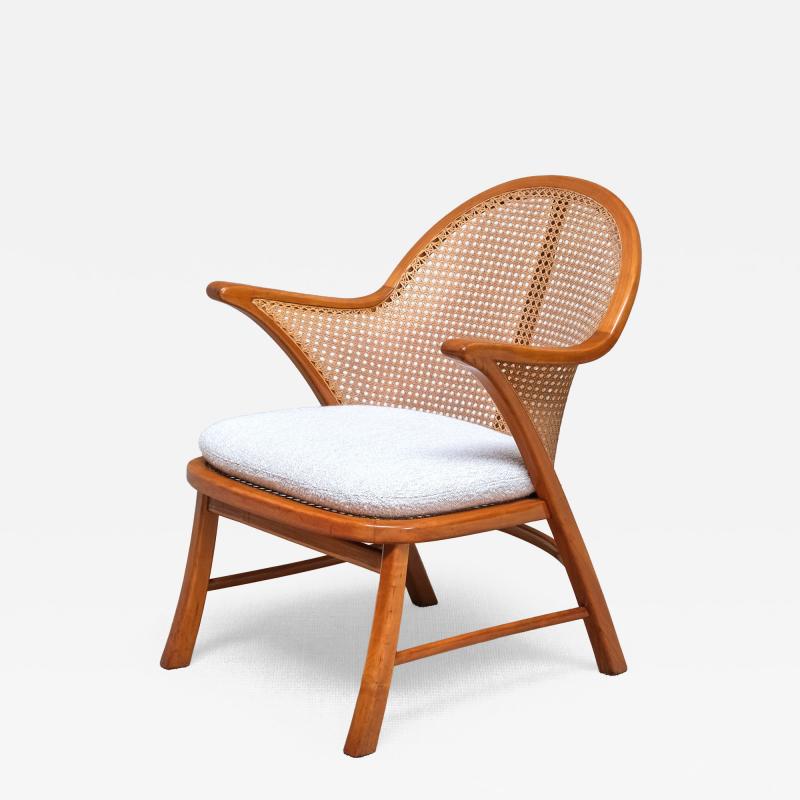 Frits Schlegel Frits Schlegel Attributed Armchair in Cherry Wood Cane Boucl Denmark 1940s