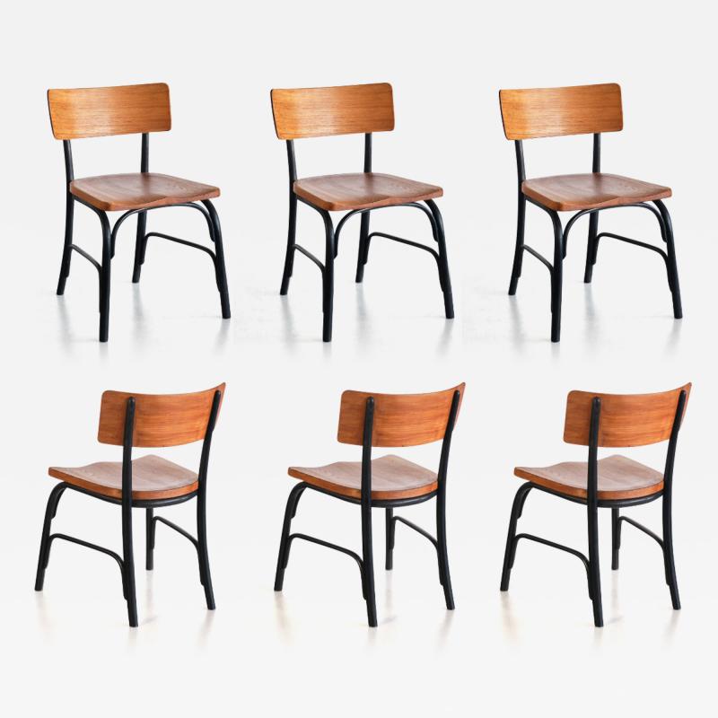  Frits Schlegel Set of Six Frits Schlegel Husum Chairs in Elm Fritz Hansen Denmark 1930s