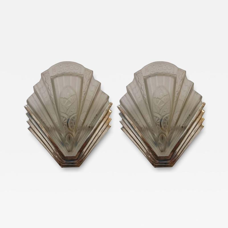  Frontisi French Art Deco Wall Sconces by Frontisi