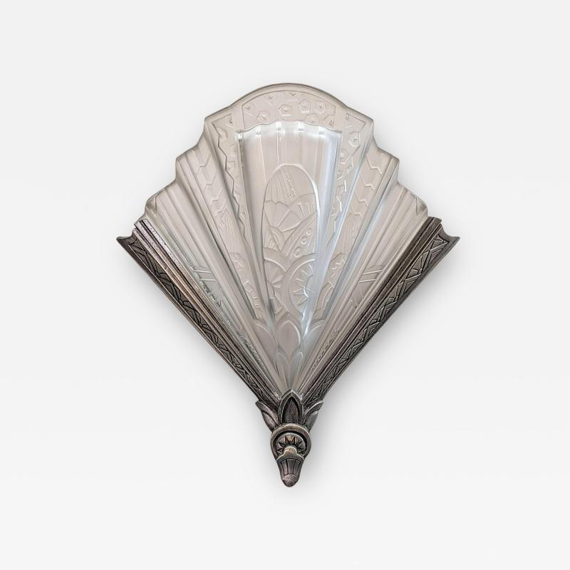  Frontisi Pair of French Art Deco Wall Sconces Signed by Frontisi