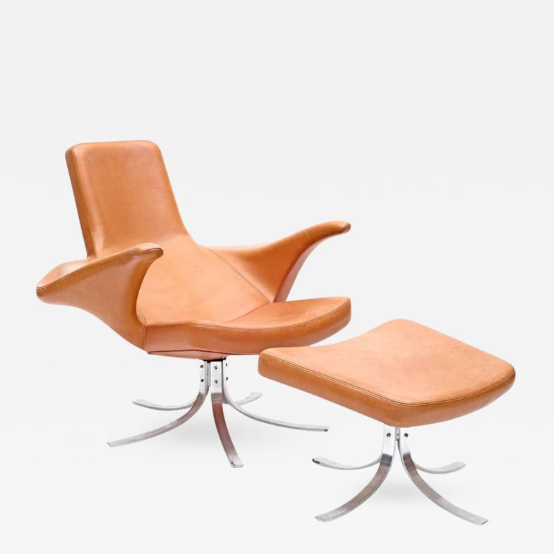  G sta Berg Stenerik Eriksson Seagull Chair and Ottoman by Gosta Berg and Stenerik Eriksson for Fritz Hansen