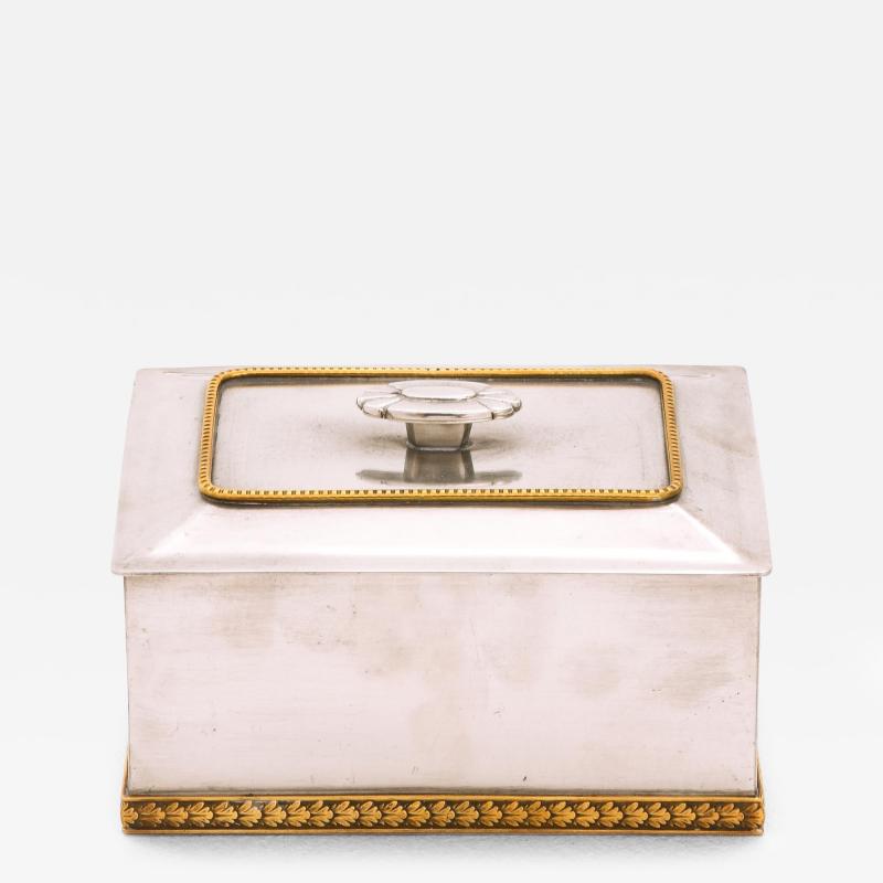  GAB Guldsmedsaktiebolaget Art Deco Box in Pewter and Brass 1937