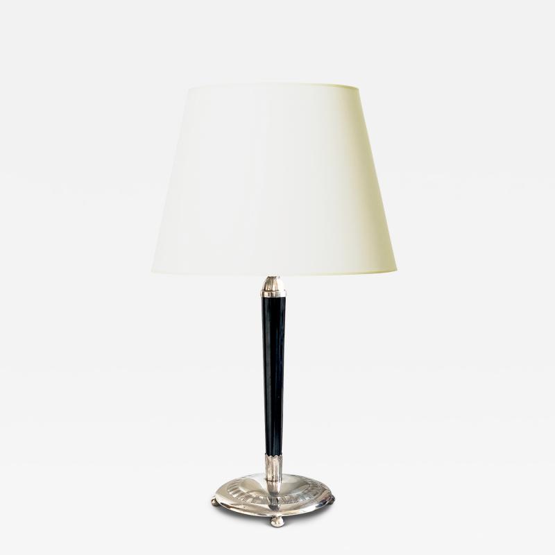  GAB Guldsmedsaktiebolaget Art Deco Silver Plate and Ebony Table Lamp by GAB Guldsmedsaktiebolaget