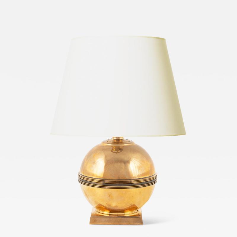  GAB Guldsmedsaktiebolaget Art Deco Table Lamp in Brass by GAB