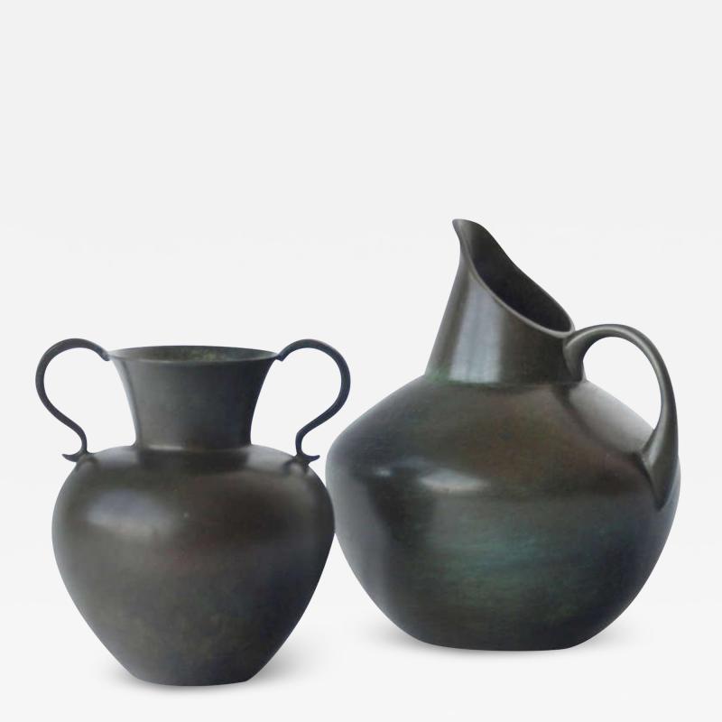  GAB Guldsmedsaktiebolaget Pair of Vases by GAB Bronce