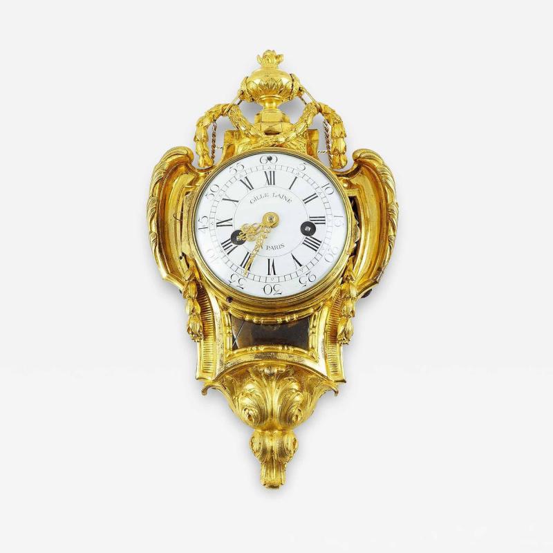  GILLES L AINE FINE LOUIS XV PERIOD GILT BRONZE CARTEL CLOCK BY GILLES LAINE