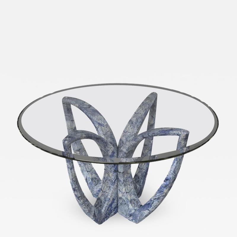  GRZEGORZ MAJKA LTD The Diamond Lotus Sculptured Azul Bahia Stone Center Table by Grzegorz Majka