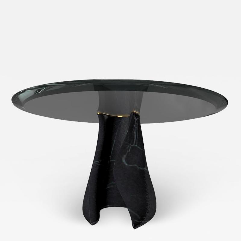  GRZEGORZ MAJKA LTD The Diamond Touch Sculptured Nero Marquina Marble Table by Grzegorz Majka