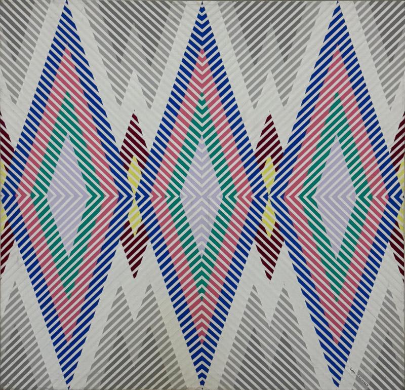  Gabe Silverman Gabe Silverman 1980s Abstract Op Art Painting on Canvas Newly Framed