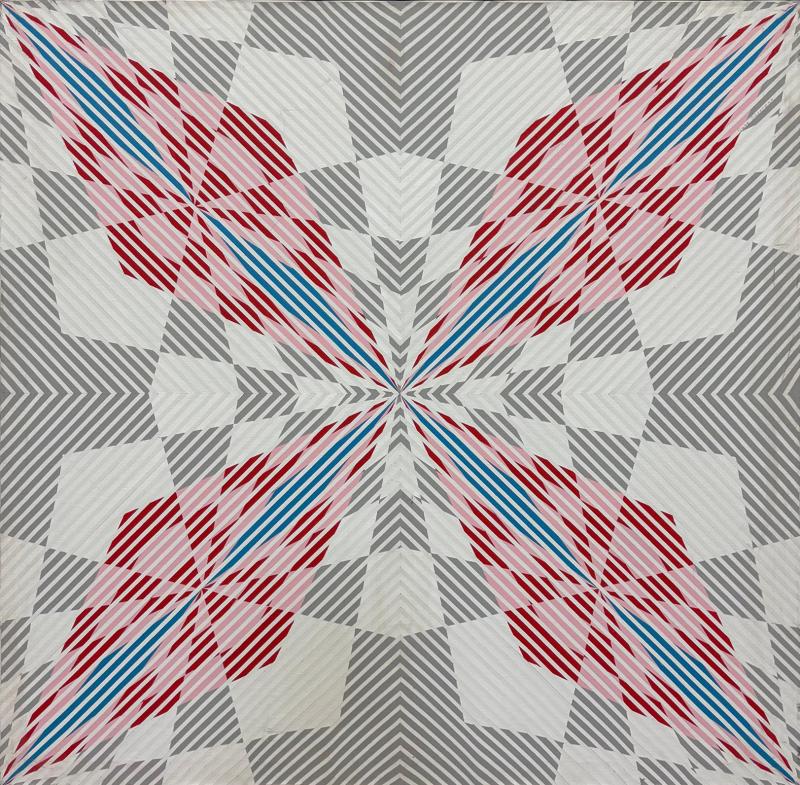  Gabe Silverman Oversized Gabe Silverman 1980s Abstract Op Art Painting Newly Framed