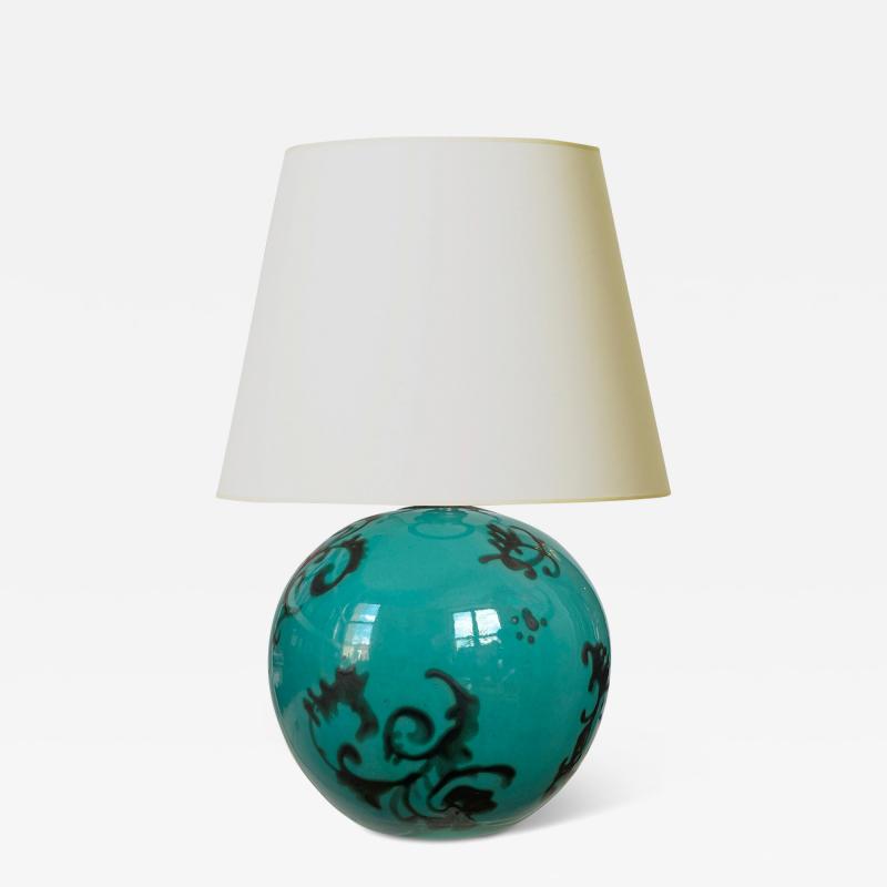  Gabriel Keramik Art Deco Table Lamp in Cerulean by Gabriel Keramik