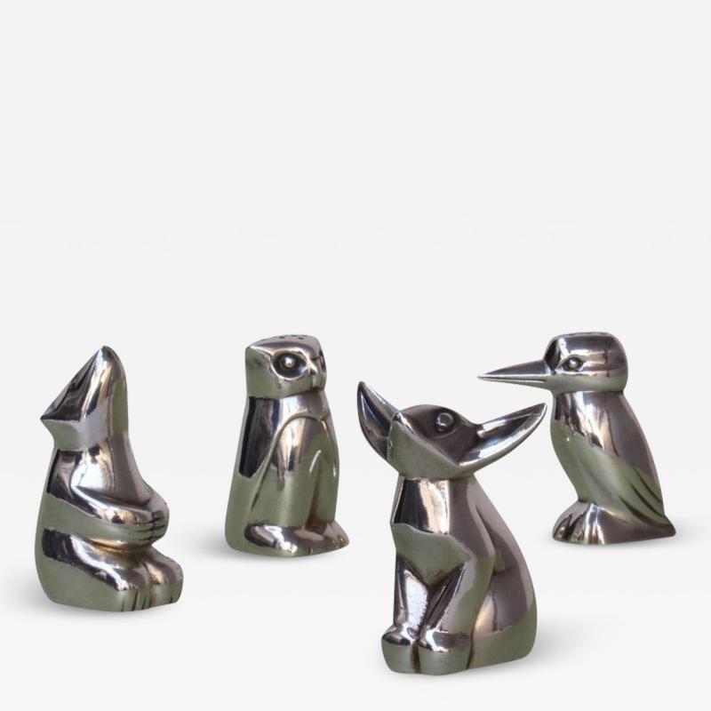  Gallia Set of 4 Christofle Gallia silver plated Figural Salt and Pepper Shakers