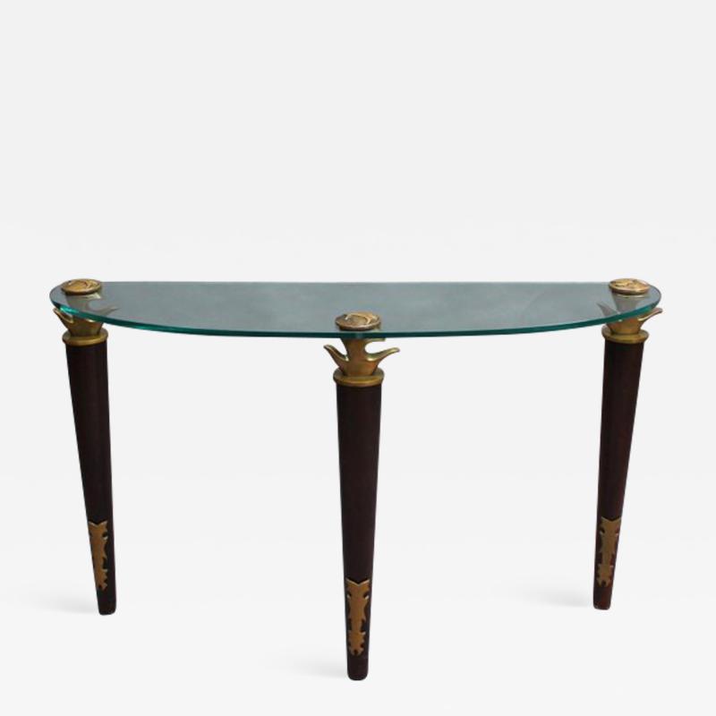  Garouste Bonetti FINE FRENCH WOOD BRONZE AND GLASS CONSOLE BY GAROUSTE AND BONETTI