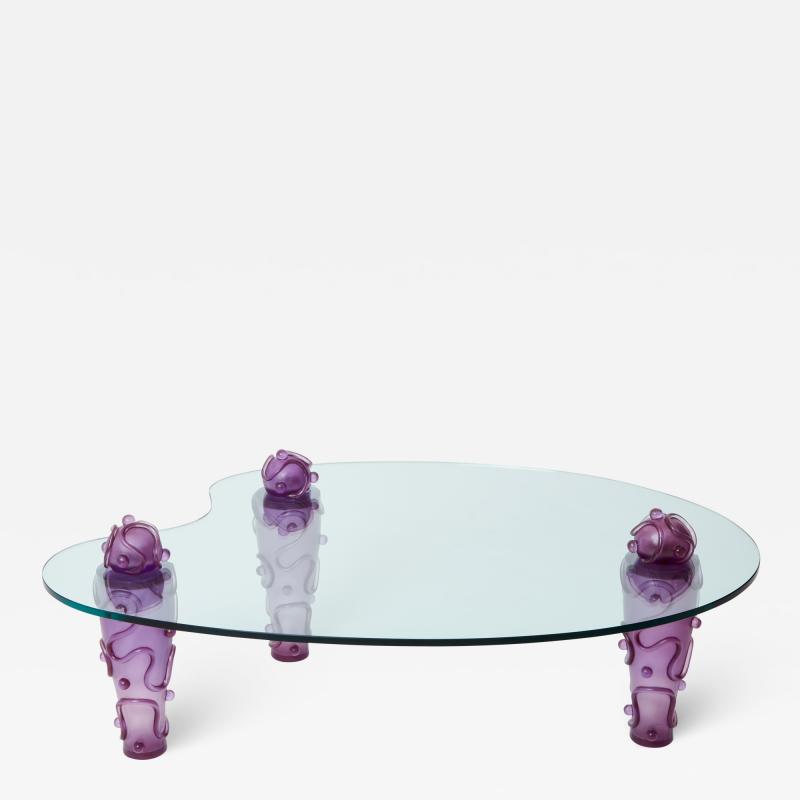  Garouste Bonetti Large signed purple resin glass coffee table Garouste Bonetti 1990s