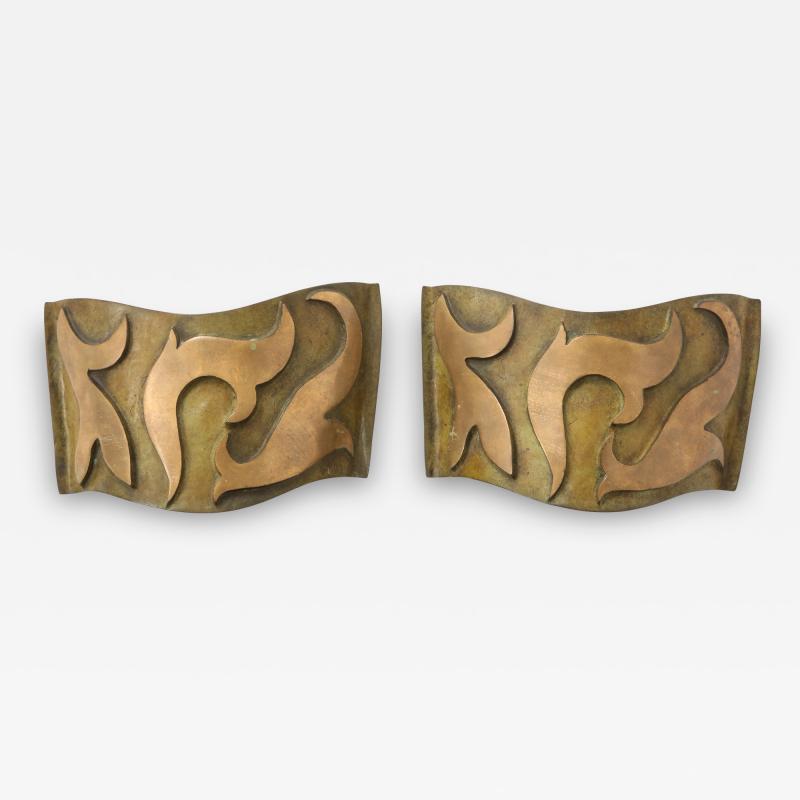  Garouste Bonetti Pair of Bronze Sonate Sconces by Garouste Bonetti