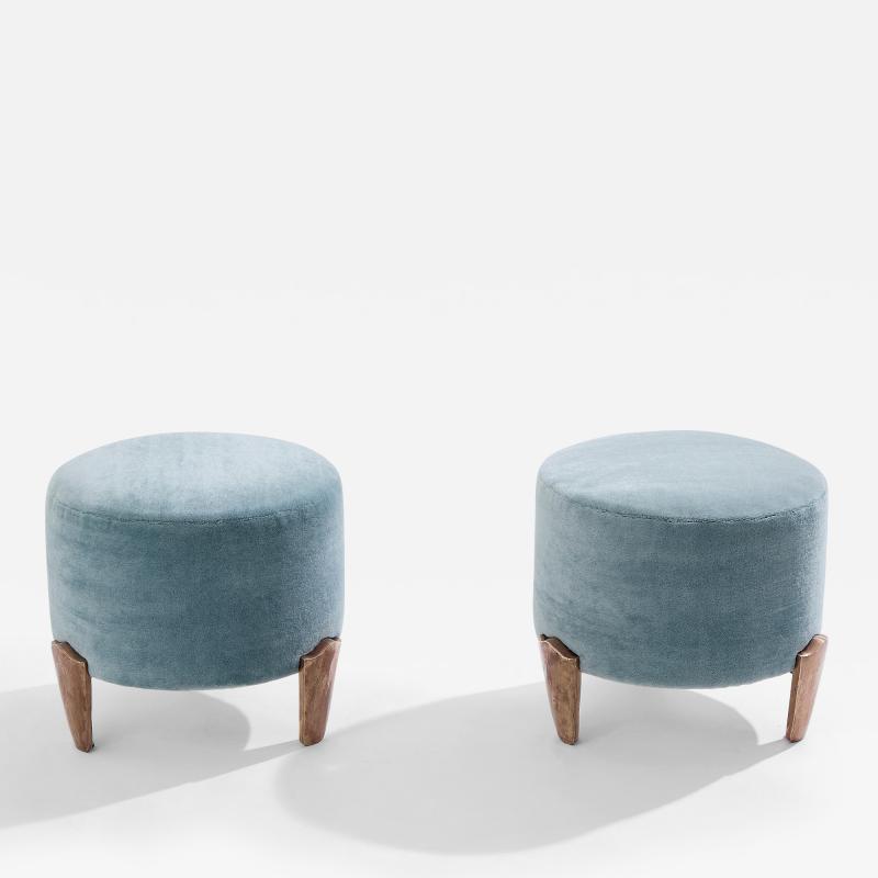  Garouste Bonetti Pair of stools Garouste Bonetti Koala bronze mohair velvet 1995