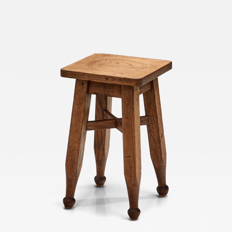  Gaskell Chambers Square Oak Stool by Gaskell Chambers England First half of the 20th Century
