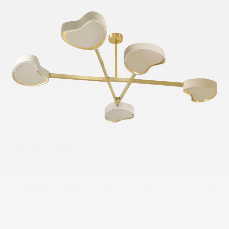  Gaspare Asaro Cuore N 5 Ceiling Light Satin Brass and Sand White Finish