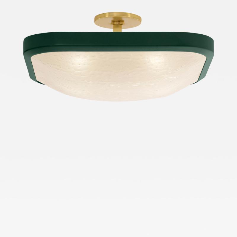  Gaspare Asaro Uno Square Ceiling Light Alpine Green and Satin Brass Finish