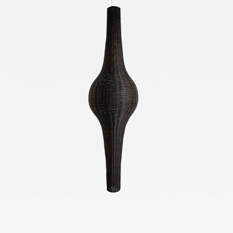  Gasparucci Italo Large Black Rattan Pendant Light by Gasparucci Italo 1980s