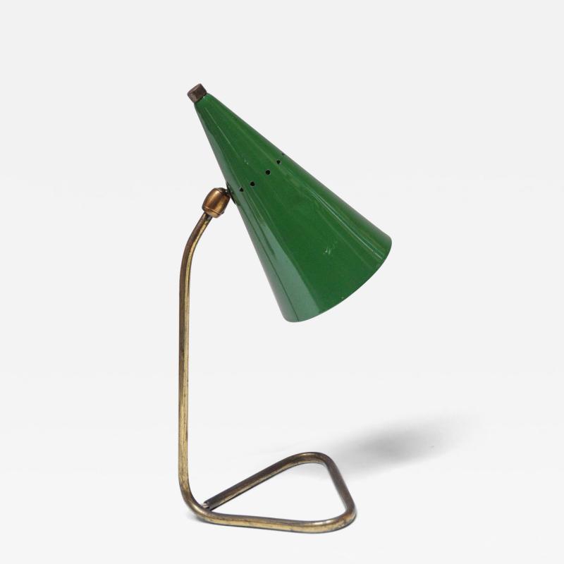  Gilardi Barzaghi Italian Modern Brass and Green Metal Petite Table Lamp by Gilardi and Barzaghi