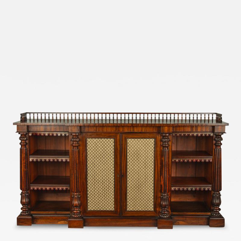  Gillows of Lancaster London A late William IV rosewood breakfront open bookcase by Gillows