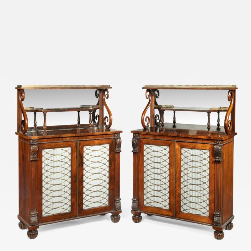  Gillows of Lancaster London A pair of George IV rosewood side cabinets by Gillows