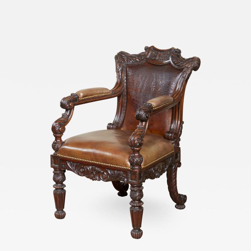  Gillows of Lancaster London Important George IV Rosewood Armchair