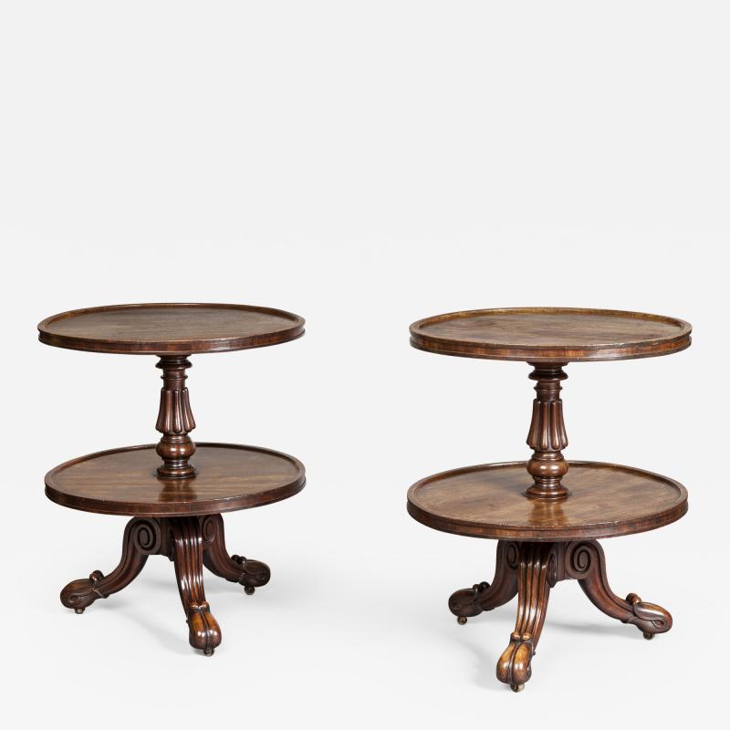  Gillows of Lancaster London Pair of Low Regency Period Mahogany SideTables Dumb Waiters