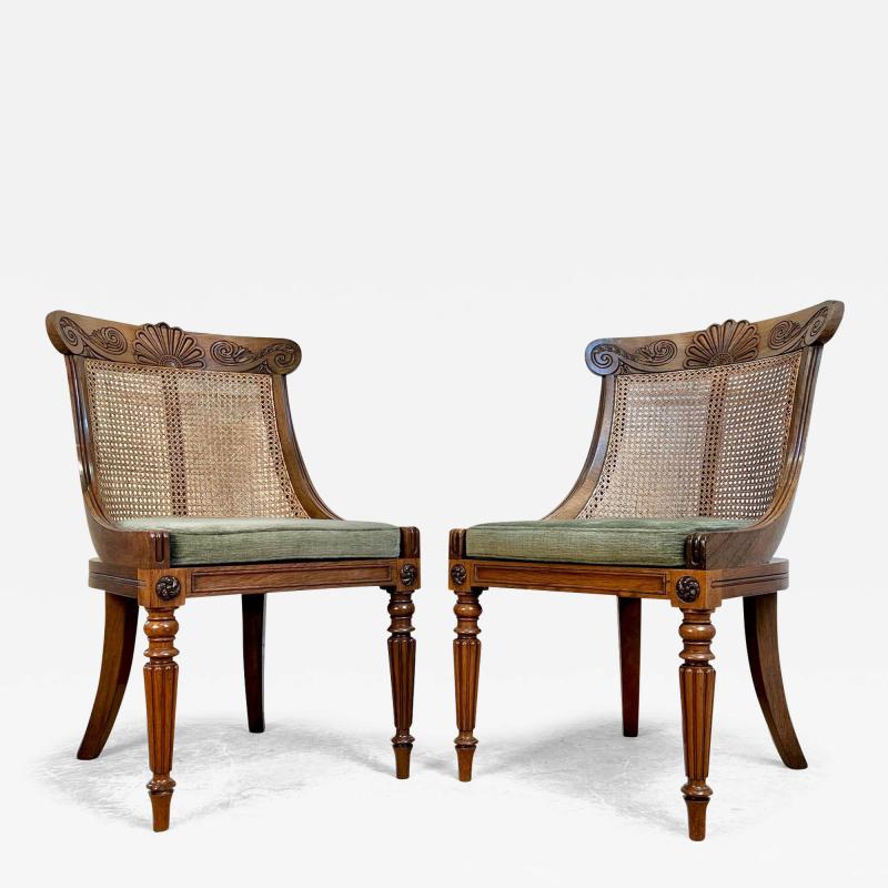 Gillows of Lancaster London WONDERFUL ENGLISH REGENCY PERIOD PAIR GRAND SCALE BERGERE CHAIRS CIRCA 1820