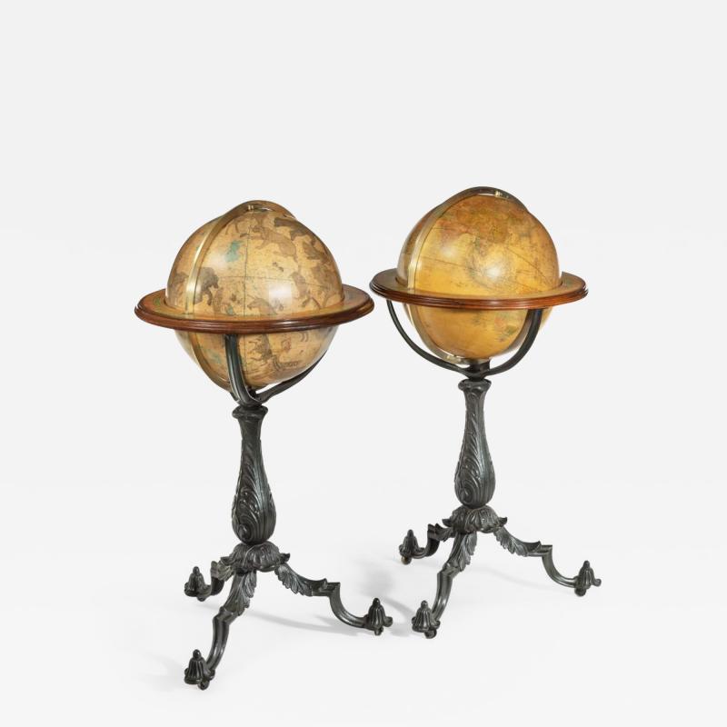  Gilman Joslin A Pair of 16 inch floor standing globes by Gilman Joslin