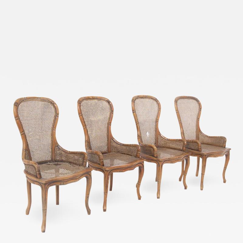  Giorgetti Italian Four Chairs by Giorgetti in Imitation Bamboo and Rattan